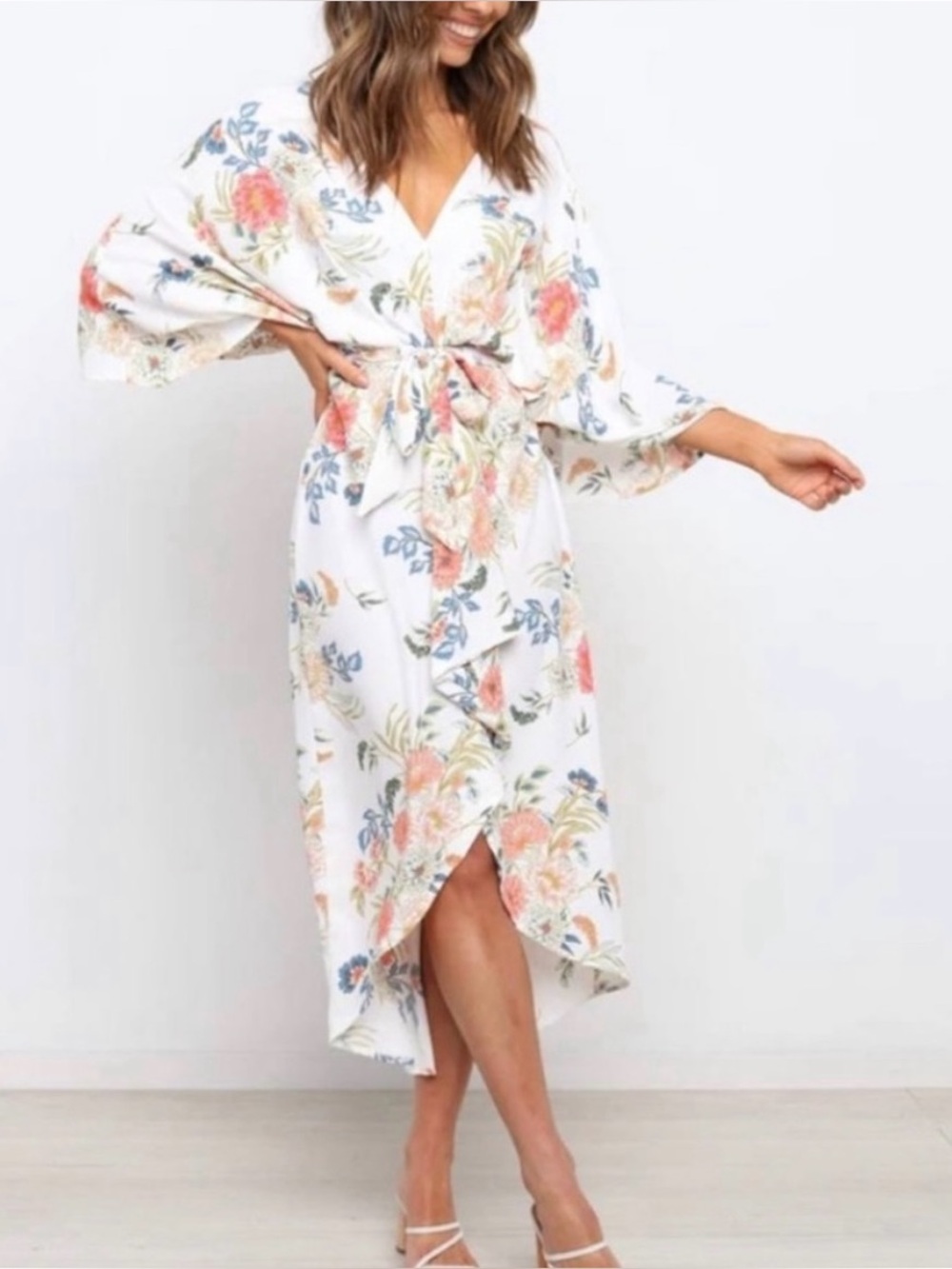 Petal + Pup Prescott Floral Wrap Midi Dress – Size 6 (EUC)